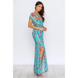 Jealous Tomato Low Neckline Floral Maxi Dress S
